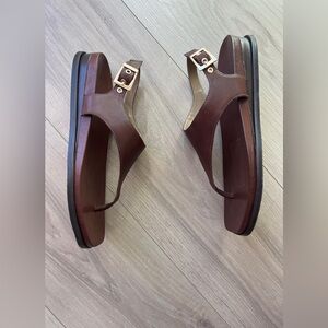 BERNARDO brown leather concord sandals / luxury minimalist / size 8